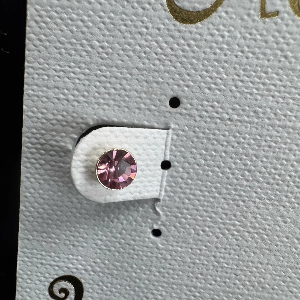Silver and Light Pink Cubic Zirconia Stud Earrings